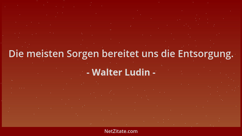Walter Ludin - Die meisten Sorgen bereitet uns die Entsorgung....