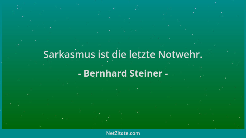 Bernhard Steiner - Sarkasmus ist die letzte Notwehr....