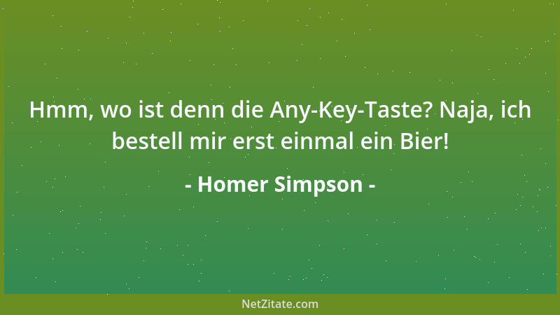 Homer Simpson - Hmm, wo ist denn die Any-Key-Taste? Naja, ich bestell mir erst einmal ein Bier!...