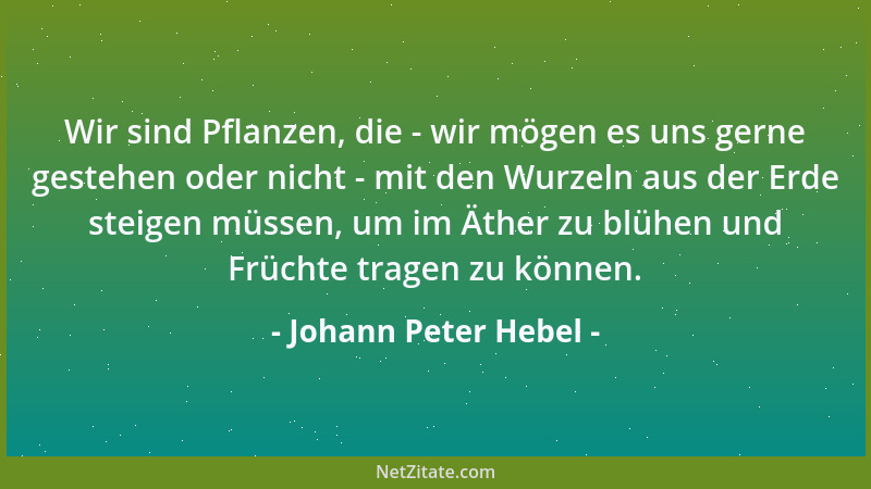 Johann Peter Hebel - Wer nie anfängt, der hört nie auf, und wem wenig auf einmal nicht genug ist, der erfährt nie, wie man...