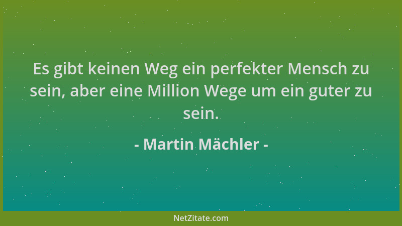 Martin Mächler - Es gibt keinen Weg ein perfekter Mensch zu sein, aber eine Million Wege um ein guter zu sein....
