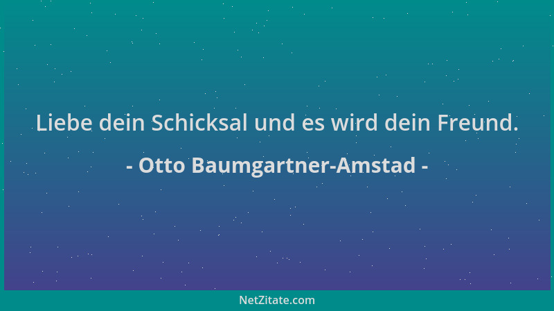 Otto Baumgartner-Amstad - Liebe dein Schicksal und es wird dein Freund....