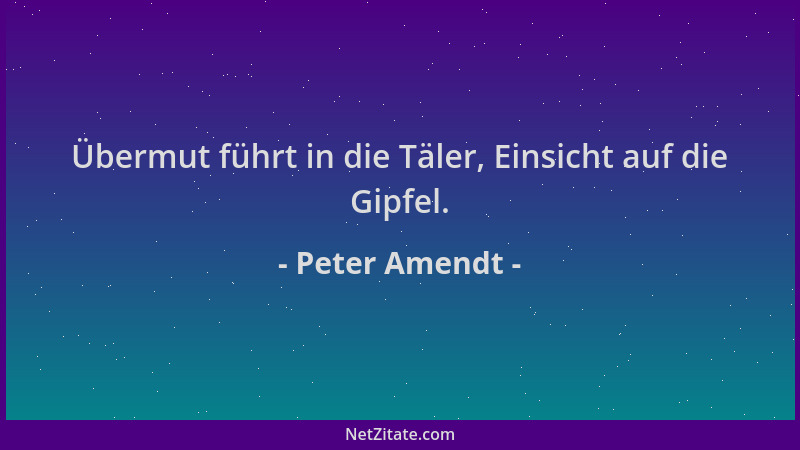 Peter Amendt - Übermut führt in die Täler, Einsicht auf die Gipfel....