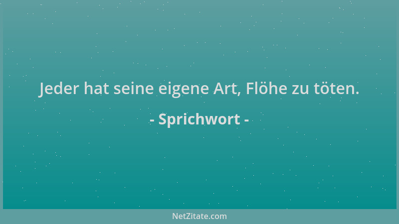 Sprichwort - Jeder hat seine eigene Art, Flöhe zu töten....