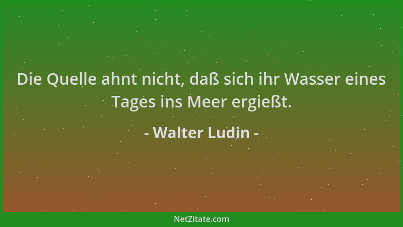 Walter Ludin - Die Quelle ahnt nicht, daß sich ihr Wasser eines Tages ins Meer ergießt....