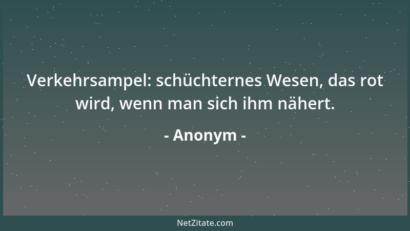 Anonym - Verkehrsampel: schüchternes Wesen, das rot wird, wenn man sich ihm nähert....