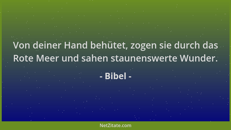 Bibel - Von deiner Hand behütet, zogen sie durch das Rote Meer und sahen staunenswerte Wunder....