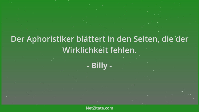 Billy - Der Aphoristiker blättert in den Seiten, die der Wirklichkeit fehlen....