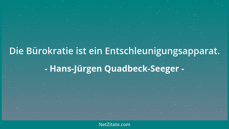 Hans-Jürgen Quadbeck-Seeger - Die Bürokratie ist ein Entschleunigungsapparat....