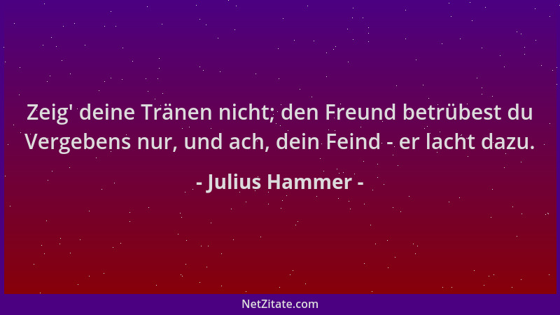 Julius Hammer - Zeig ' deine Tränen nicht; den Freund betrübest du Vergebens nur, und ach, dein Feind - er lacht dazu....