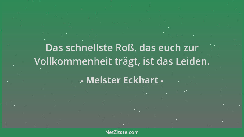 Meister Eckhart - Das schnellste Roß, das euch zur Vollkommenheit trägt, ist das Leiden....