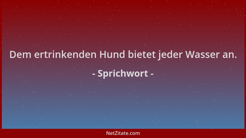 Sprichwort - Dem ertrinkenden Hund bietet jeder Wasser an....