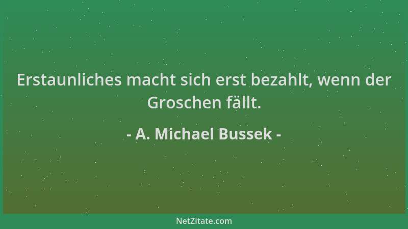 A. Michael Bussek - Erstaunliches macht sich erst bezahlt, wenn der Groschen fällt....