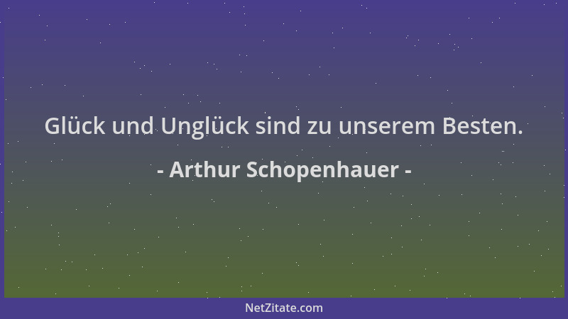 Arthur Schopenhauer - Glück und Unglück sind zu unserem Besten....