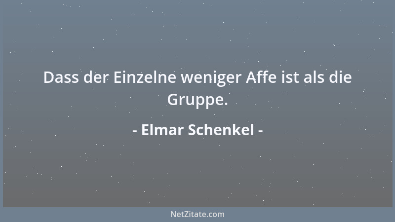Elmar Schenkel - Dass der Einzelne weniger Affe ist als die Gruppe....