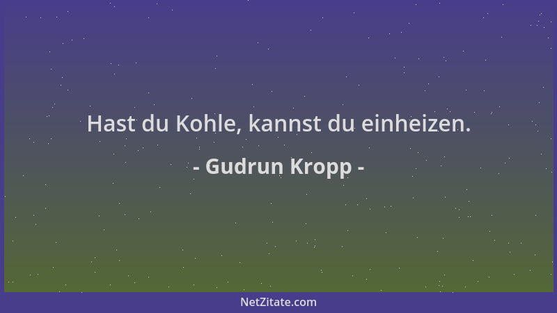 Gudrun Kropp - Hast du Kohle, kannst du einheizen....