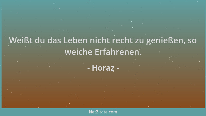 Horaz - Weißt du das Leben nicht recht zu genießen, so weiche Erfahrenen....
