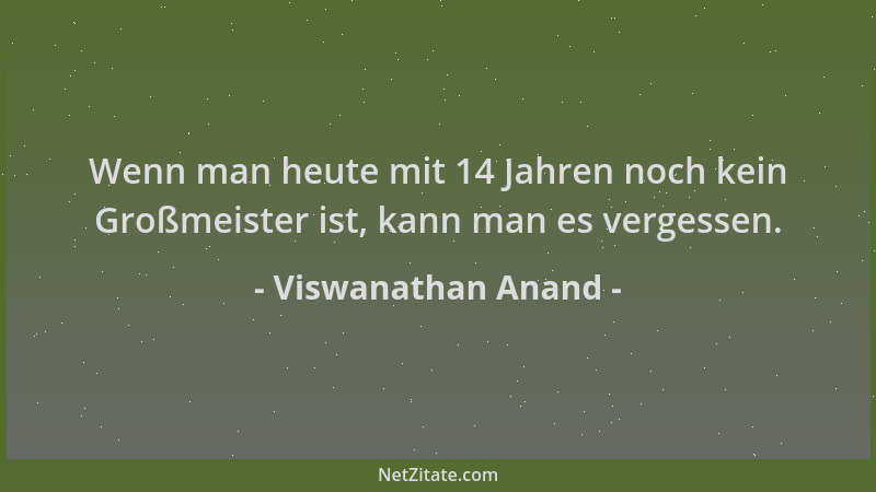 Viswanathan Anand - Wenn man heute mit 14 Jahren noch kein Großmeister ist, kann man es vergessen....
