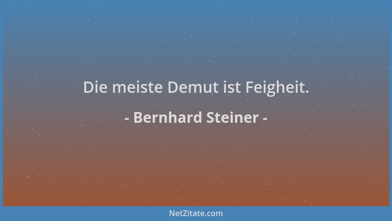 Bernhard Steiner - Die meiste Demut ist Feigheit....