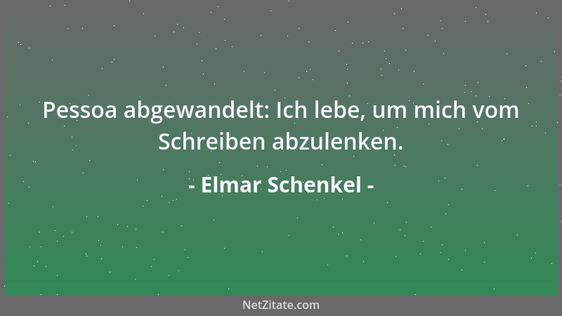 Elmar Schenkel - Pessoa abgewandelt: Ich lebe, um mich vom Schreiben abzulenken....