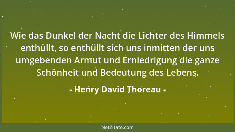 Henry David Thoreau - Wie das Dunkel der Nacht die Lichter des Himmels enthüllt, so enthüllt sich uns inmitten der uns umge...