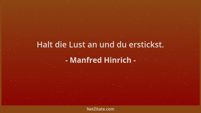 Manfred Hinrich - Halt die Lust an und du erstickst....