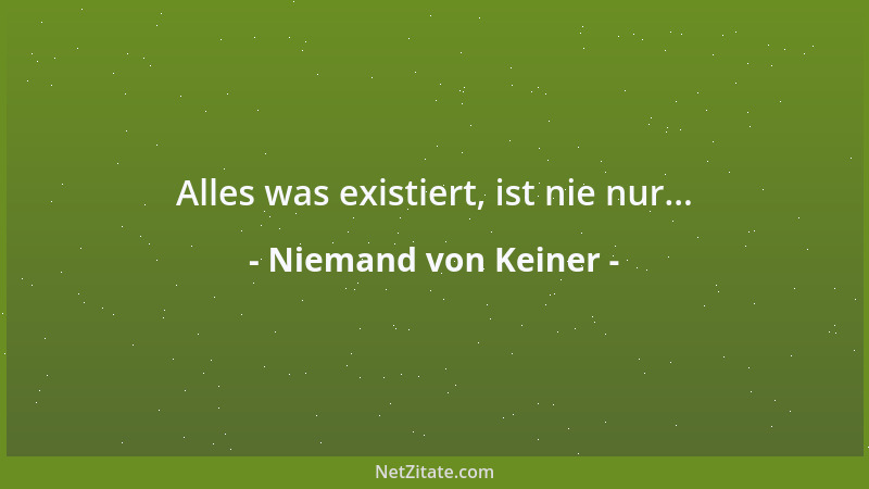 Niemand von Keiner - Alles was existiert, ist nie nur......