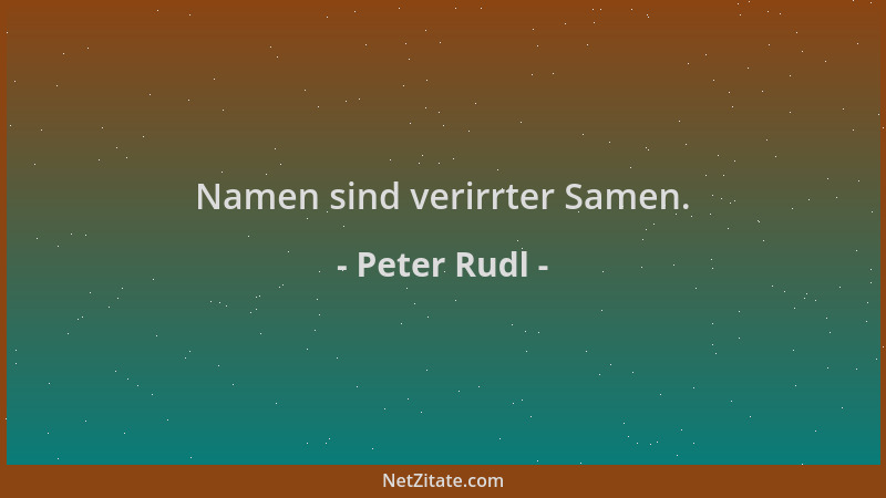 Peter Rudl - Namen sind verirrter Samen....