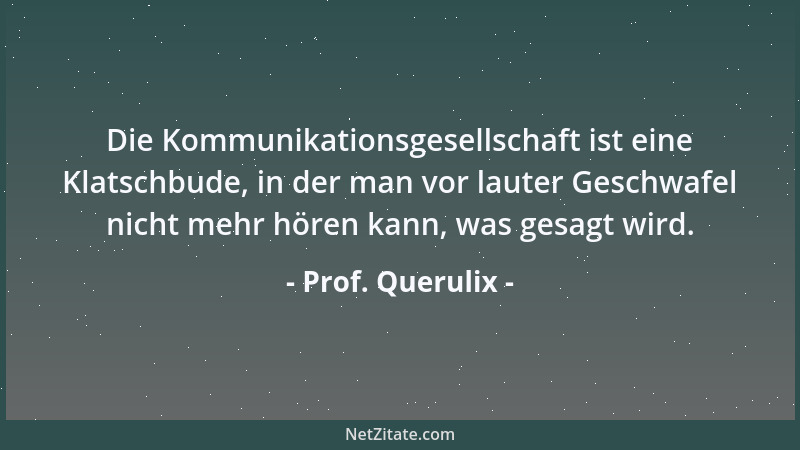 Prof. Querulix - Die Kommunikationsgesellschaft ist eine Klatschbude, in der man vor lauter Geschwafel nicht mehr hören kan...