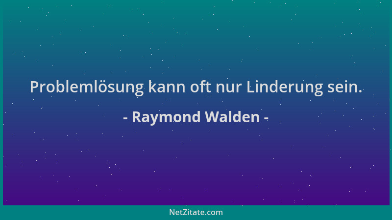 Raymond Walden - Problemlösung kann oft nur Linderung sein....