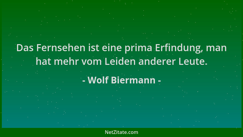 Wolf Biermann - Das Fernsehen ist eine prima Erfindung, man hat mehr vom Leiden anderer Leute....