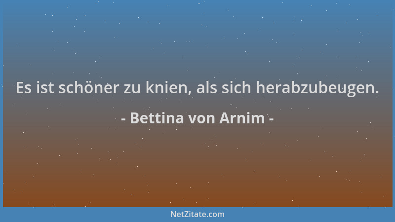 Bettina von Arnim - Es ist schöner zu knien, als sich herabzubeugen....