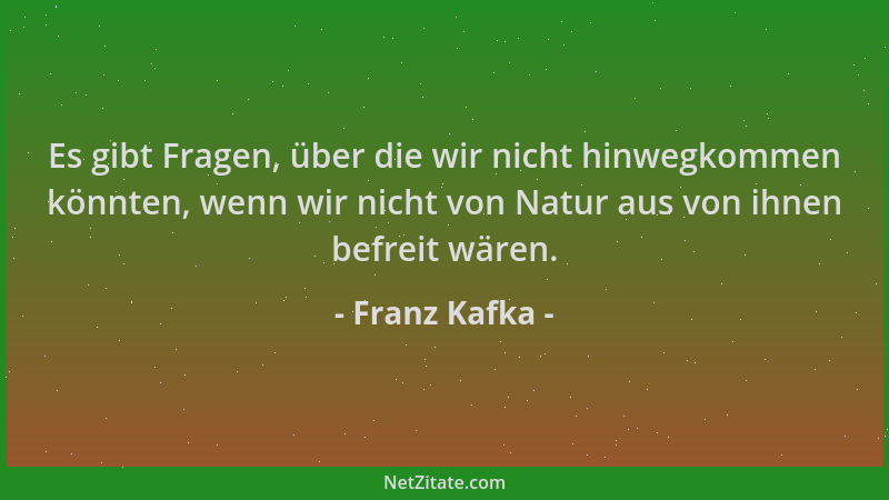 Franz Kafka - Es gibt Fragen, über die wir nicht hinwegkommen könnten, wenn wir nicht von Natur aus von ihnen befreit wären...