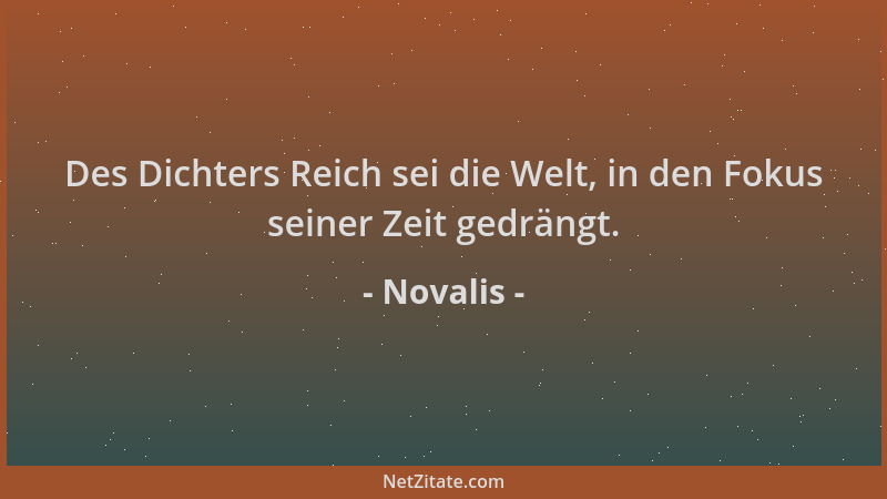 Novalis - Des Dichters Reich sei die Welt, in den Fokus seiner Zeit gedrängt....