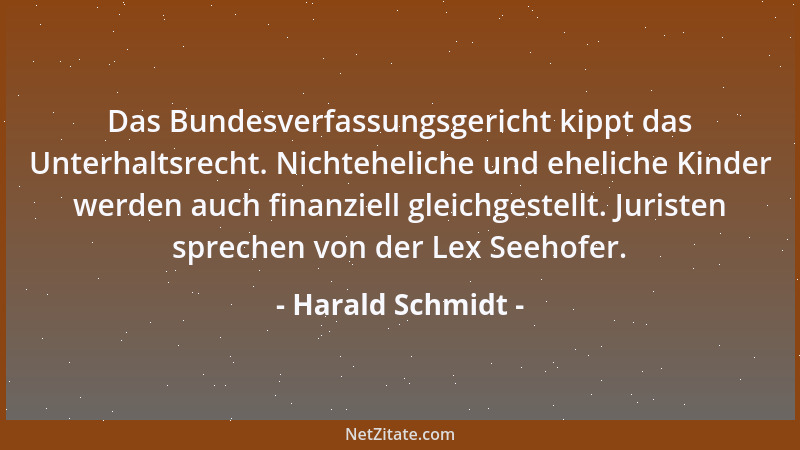 Harald Schmidt - Das Bundesverfassungsgericht kippt das Unterhaltsrecht. Nichteheliche und eheliche Kinder werden auch fina...