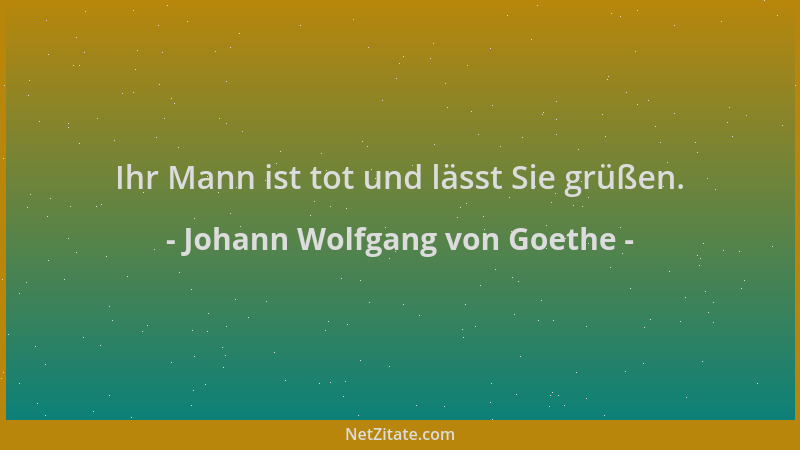 Johann Wolfgang von Goethe - Ihr Mann ist tot und lässt Sie grüßen....