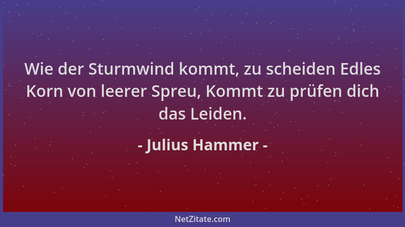 Julius Hammer - Wie der Sturmwind kommt, zu scheiden Edles Korn von leerer Spreu, Kommt zu prüfen dich das Leiden....