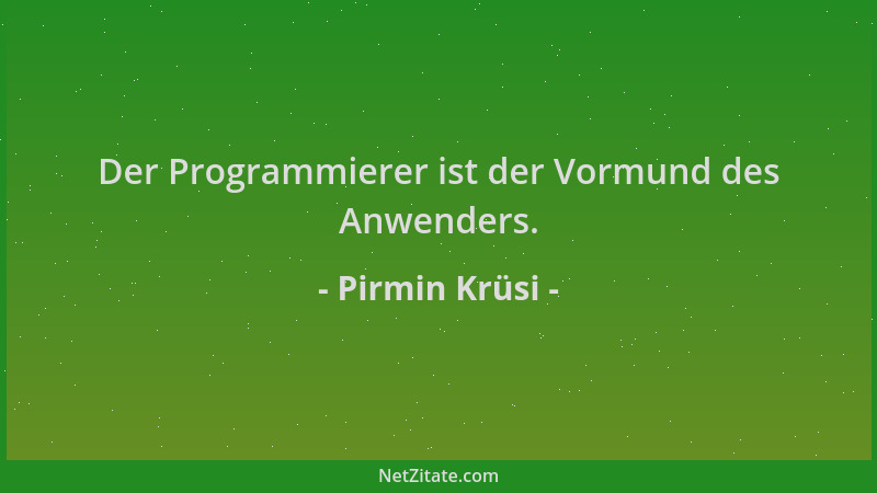 Pirmin Krüsi - Der Programmierer ist der Vormund des Anwenders....