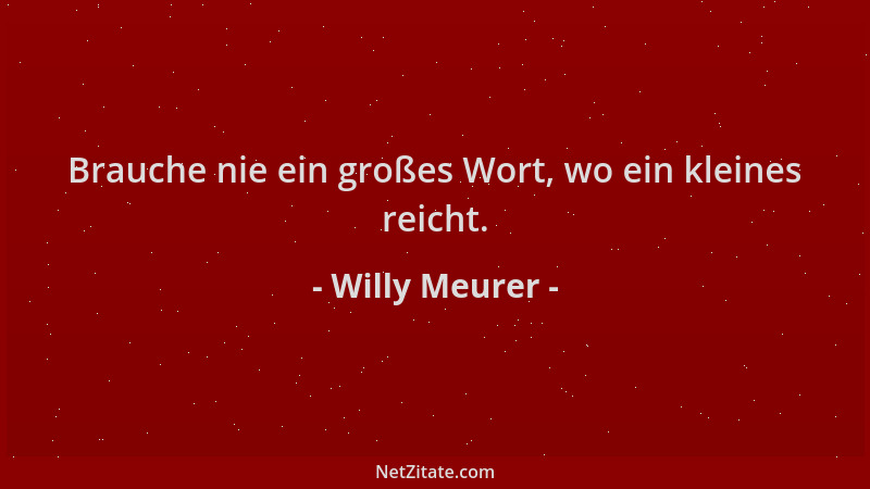 Willy Meurer - Brauche nie ein großes Wort, wo ein kleines reicht....