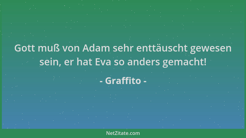Graffito - Gott muß von Adam sehr enttäuscht gewesen sein, er hat Eva so anders gemacht!...