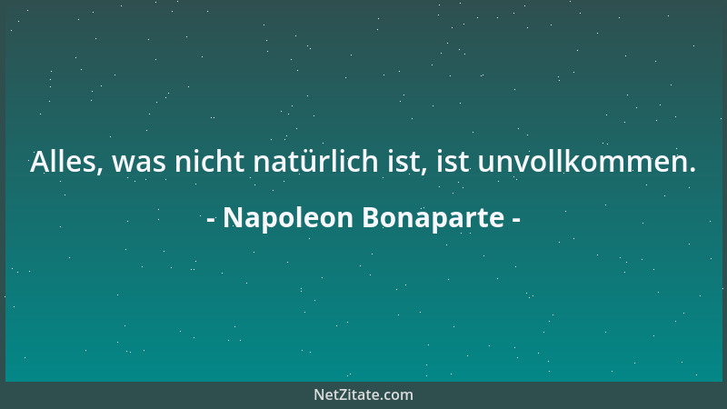 Napoleon Bonaparte - Alles, was nicht natürlich ist, ist unvollkommen....