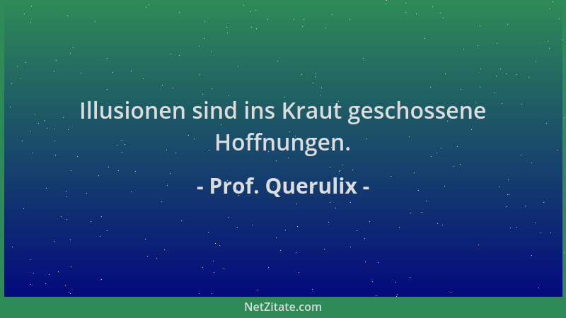 Prof. Querulix - Illusionen sind ins Kraut geschossene Hoffnungen....