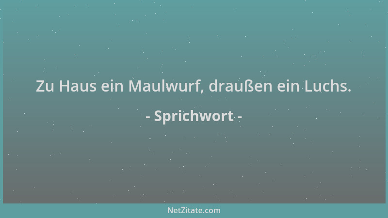 Sprichwort - Zu Haus ein Maulwurf, draußen ein Luchs....