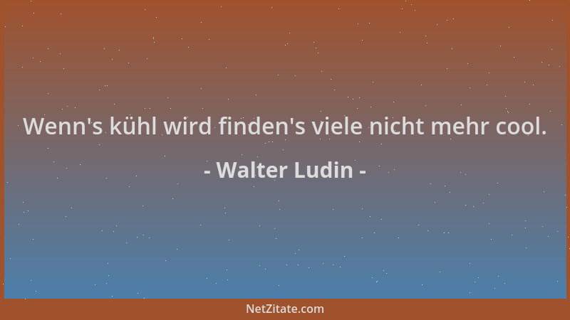 Walter Ludin - Wenn 's kühl wird finden 's viele nicht mehr cool....