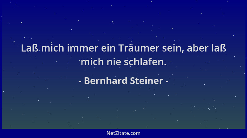 Bernhard Steiner - Laß mich immer ein Träumer sein, aber laß mich nie schlafen....