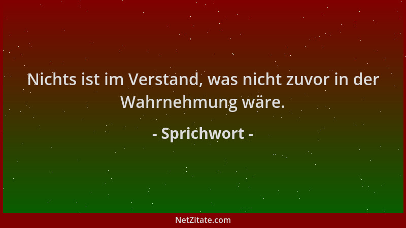 Sprichwort - Nichts ist im Verstand, was nicht zuvor in der Wahrnehmung wäre....