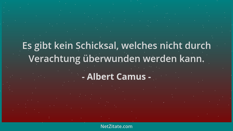 Albert Camus - Es gibt kein Schicksal, welches nicht durch Verachtung überwunden werden kann....