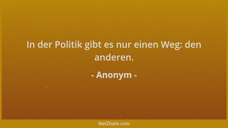 Anonym - In der Politik gibt es nur einen Weg: den anderen....