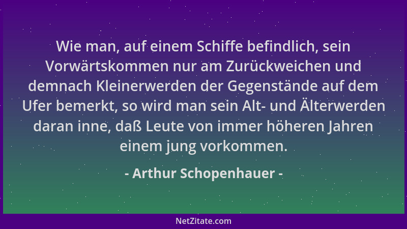 Arthur Schopenhauer - Wie man, auf einem Schiffe befindlich, sein Vorwärtskommen nur am Zurückweichen und demnach Kleinerwe...