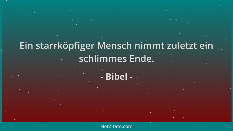 Bibel - Ein starrköpfiger Mensch nimmt zuletzt ein schlimmes Ende....